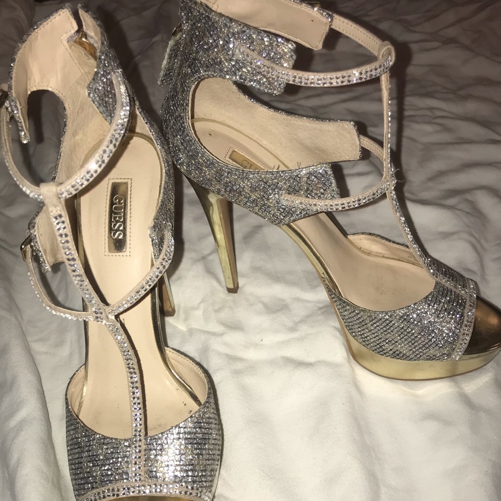 Silver and gold heels
